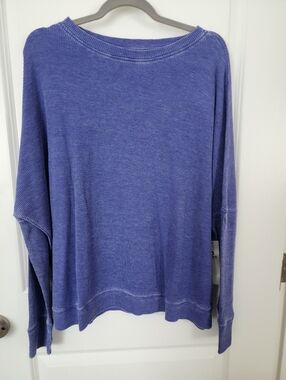 Cozy Waffle Knit Long Sleeve Top in Periwinkle Blue By Mono B. NWT. One Size.